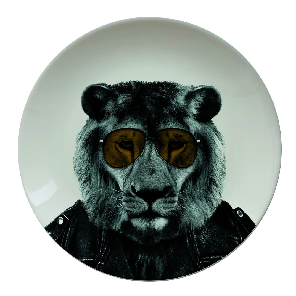 Mustard 23cm Ceramic Round Dinner Plate Wild Dining Larry Lion Food Platter