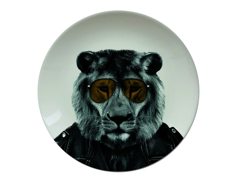 Mustard 23cm Ceramic Round Dinner Plate Wild Dining Larry Lion Food Platter