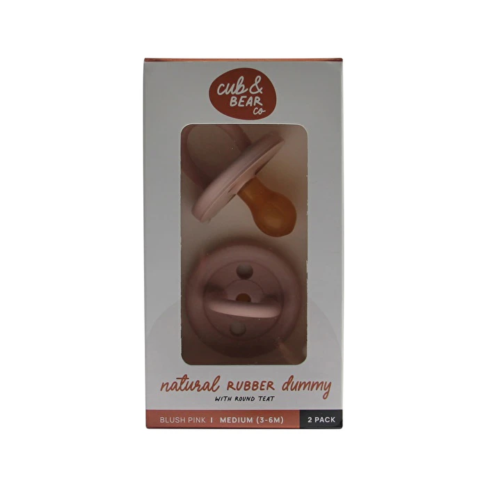 Cub And Bear Co Cub & Bear Co Natural Rubber Dummy Round Teat Medium (36 Months) Blush Pink Twin Pack