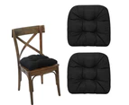2Pcs Overstuffed Universal Non-Slip Dining Chair Cushion for Wicker Chair Tatami Mat-Black