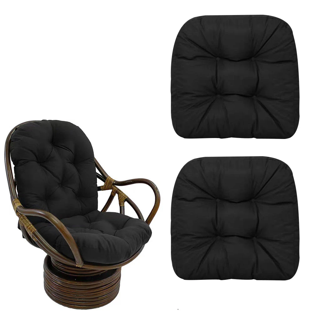 2Pcs Dining Chair Cushions Office Chair Seat Pad Backrest Pad Black