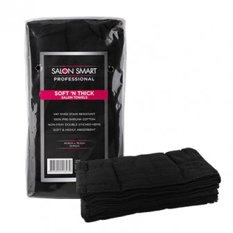 Salon Smart Soft N Thick Salon Towels Black 12Pack