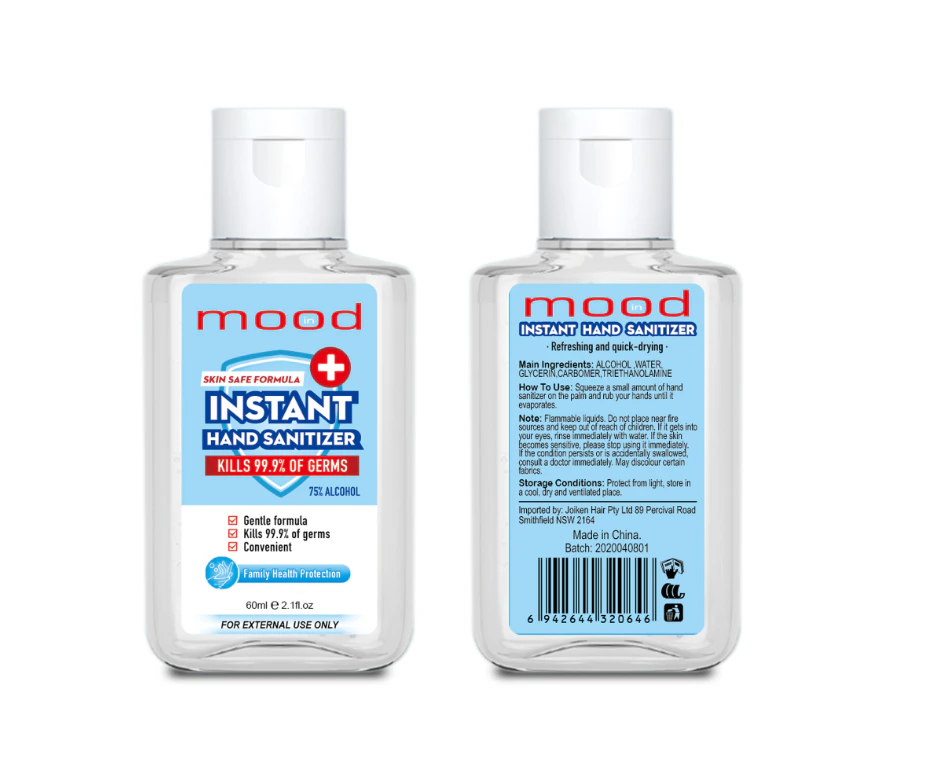 In Mood Instant Hand Sanitiser 60ml - Bulk 40 Pack with 75% Alchohol