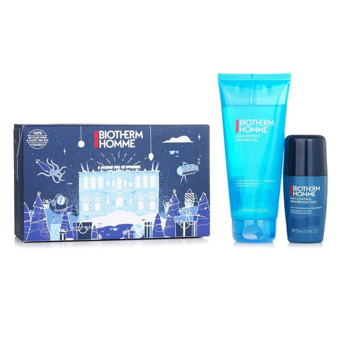 Biotherm Aquafitness Refresh & Revitalize Set: Aquafitness Shower Gel 200ml + Day Control 48H Protection Roll On 75ml 881838 2pcs