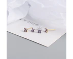 Tiny Four Leaf Flower CZ Stud Earrings Silver Green