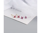 Tiny Four Leaf Flower CZ Stud Earrings Silver Green