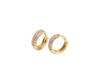 Thick CZ Huggie Hoop Earrings Gold 8mm