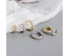 Thick CZ Huggie Hoop Earrings Gold 8mm