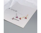 Tiny Clover CZ Stud Earrings Gold Red