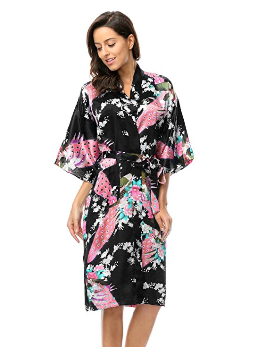 Women's Japanese Inspired Kimono Black - Black