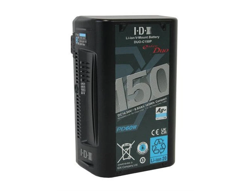 IDX DUO-C150P 145Wh High-Load Li-Ion V-Mount Battery with 2x D-Tap and USB-PD