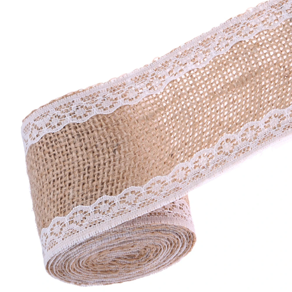 Jute Linen Volume Lace Diy Manual Volume Decoration 6Cm Wide 2M Length (White Double Lace)