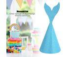 10Pcs Mermaid Tail Hat Birthday Party Decor Paper Craft Caps For Children(Blue)