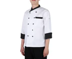 Korean Style Chef'S Uniform Jacket Long Sleeve Chef Coat For Men Women(M)