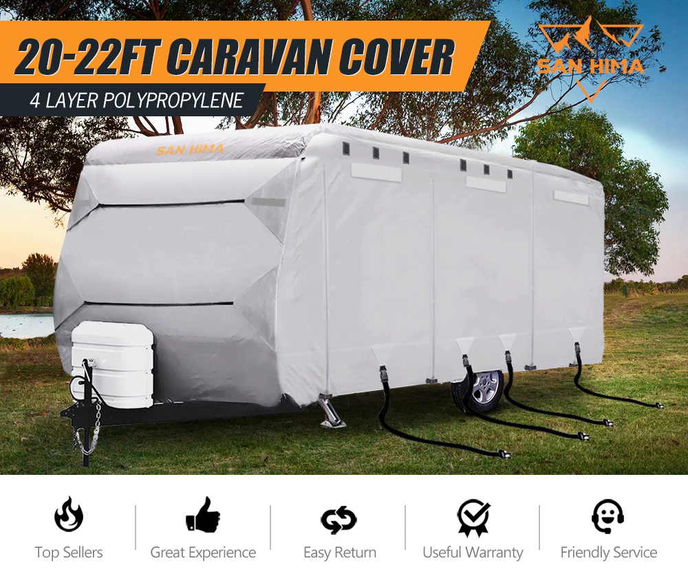 SAN HIMA Heavy Duty 20-22 Ft 4 Layer Caravan Campervan Cover Uv Carry Bag Waterproof