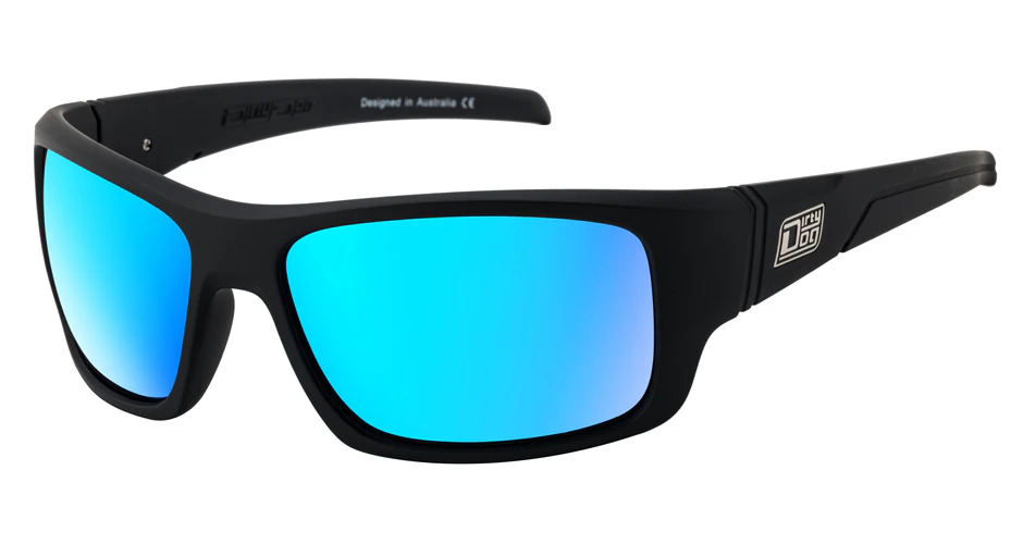 Dirty Dog Stray 53600 Satin Black / Ice Blue Mirror Polarised Lenses