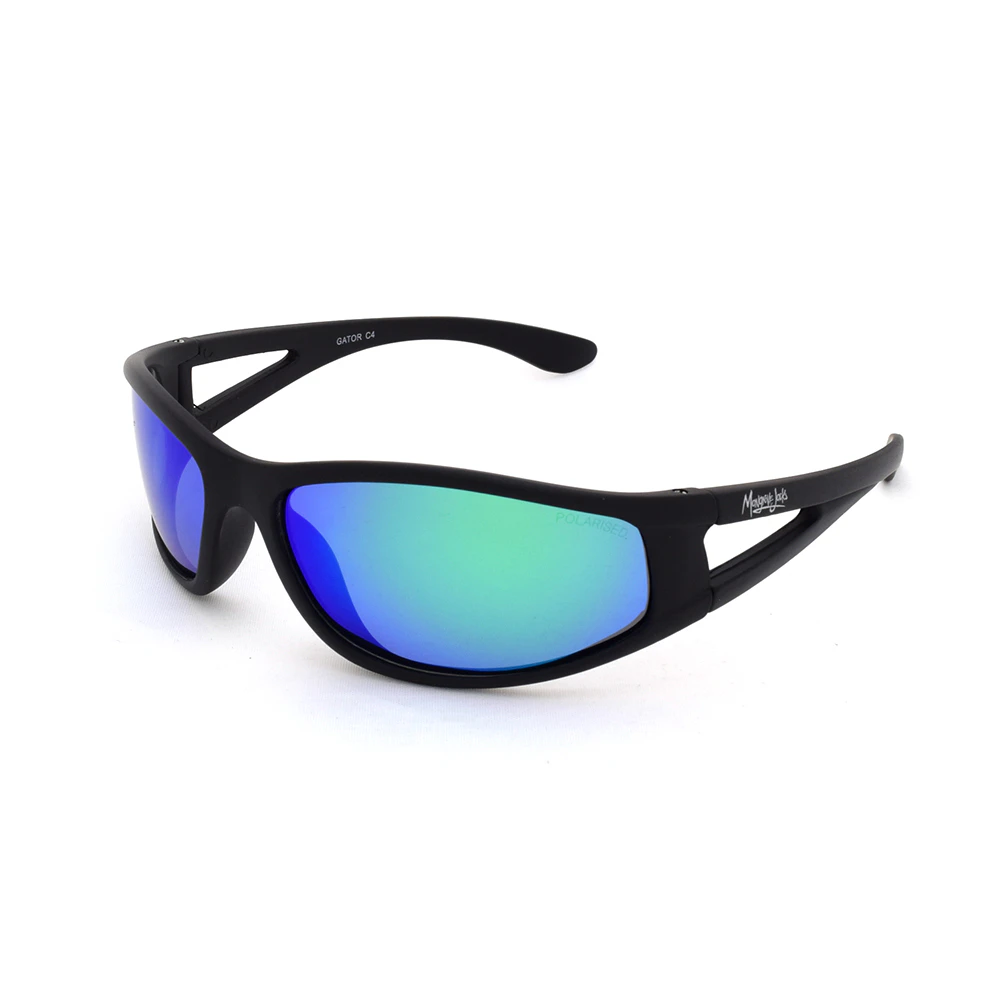 Mangrove Jacks Kids Gator C4 Matte Black / Green Revo Mirror Polarised Lenses