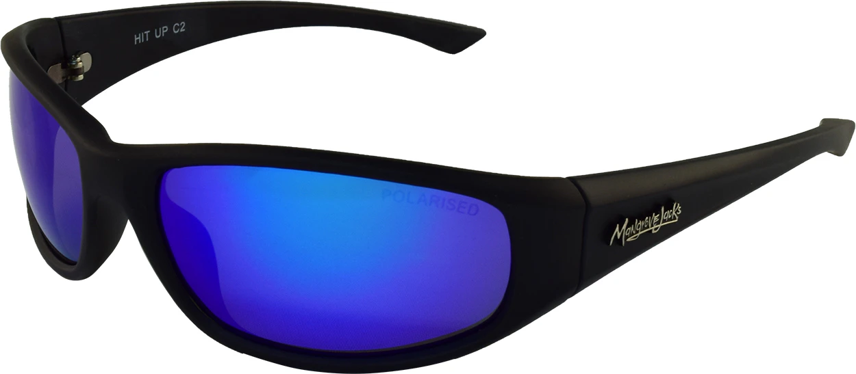 Mangrove Jacks Hit Up C2 Matte Black / Blue Revo Polarised Lenses