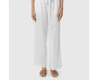 Linen Blend Drawstring Beach Pants - Piping Hot