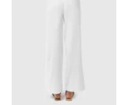 Linen Blend Drawstring Beach Pants - Piping Hot