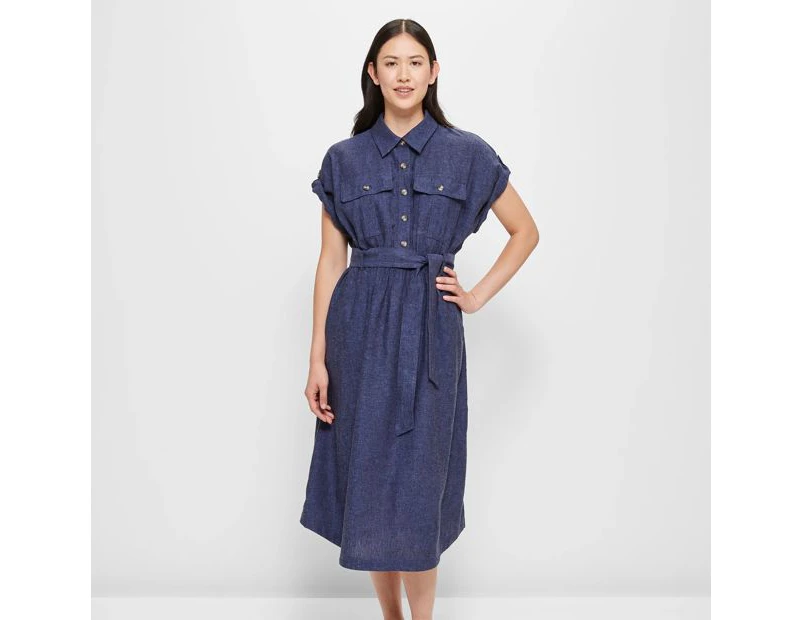 Target Linen Blend Utility Midi Dress