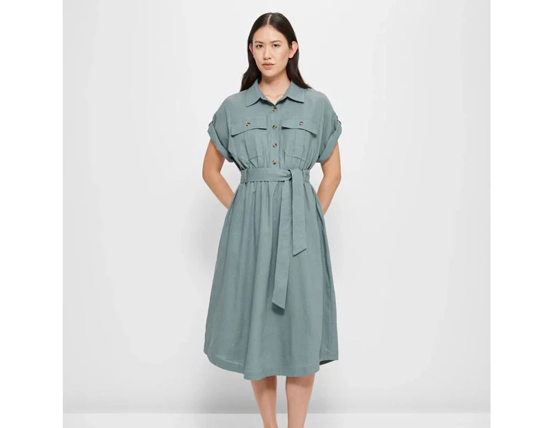 Target Linen Blend Utility Midi Dress