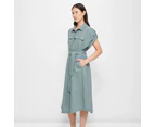 Target Linen Blend Utility Midi Dress