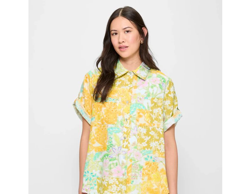 Target Linen Blend Short Sleeve Resort Shirt