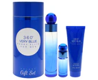 360 Very Blue by Perry Ellis for Men - 3 Pc Gift Set 3.4oz EDT Spray, 0.25oz EDT Spray, 3oz Shower Gel