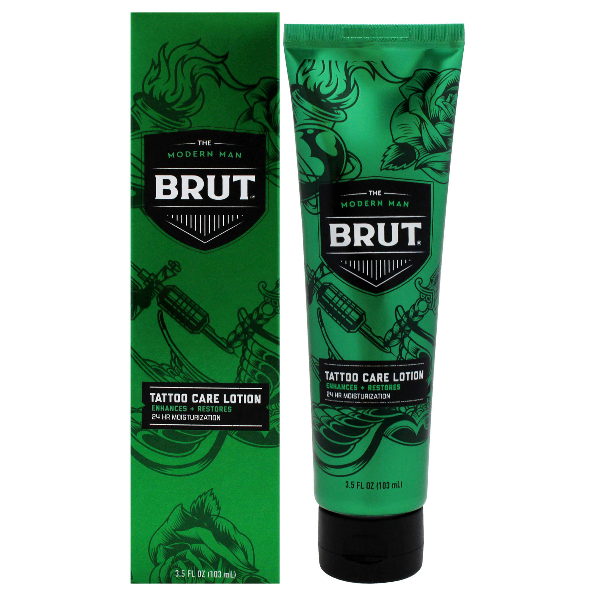 Tattoo Care Lotion 24 Hr Moisturization by Brut for Men - 3.5 oz Lotion