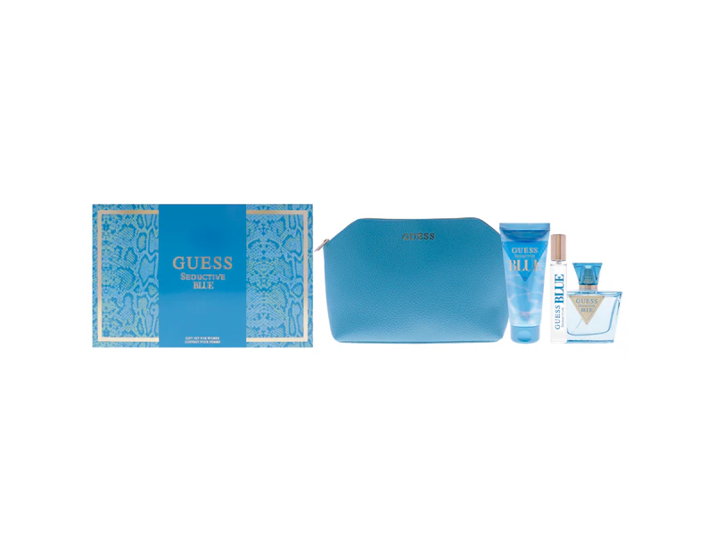 Guess Seductive Blue by Guess for Women - 4 Pc Gift Set 2.5oz EDT Spray, 3.4oz Body Lotion, 0.5oz EDT Spray, Pouch