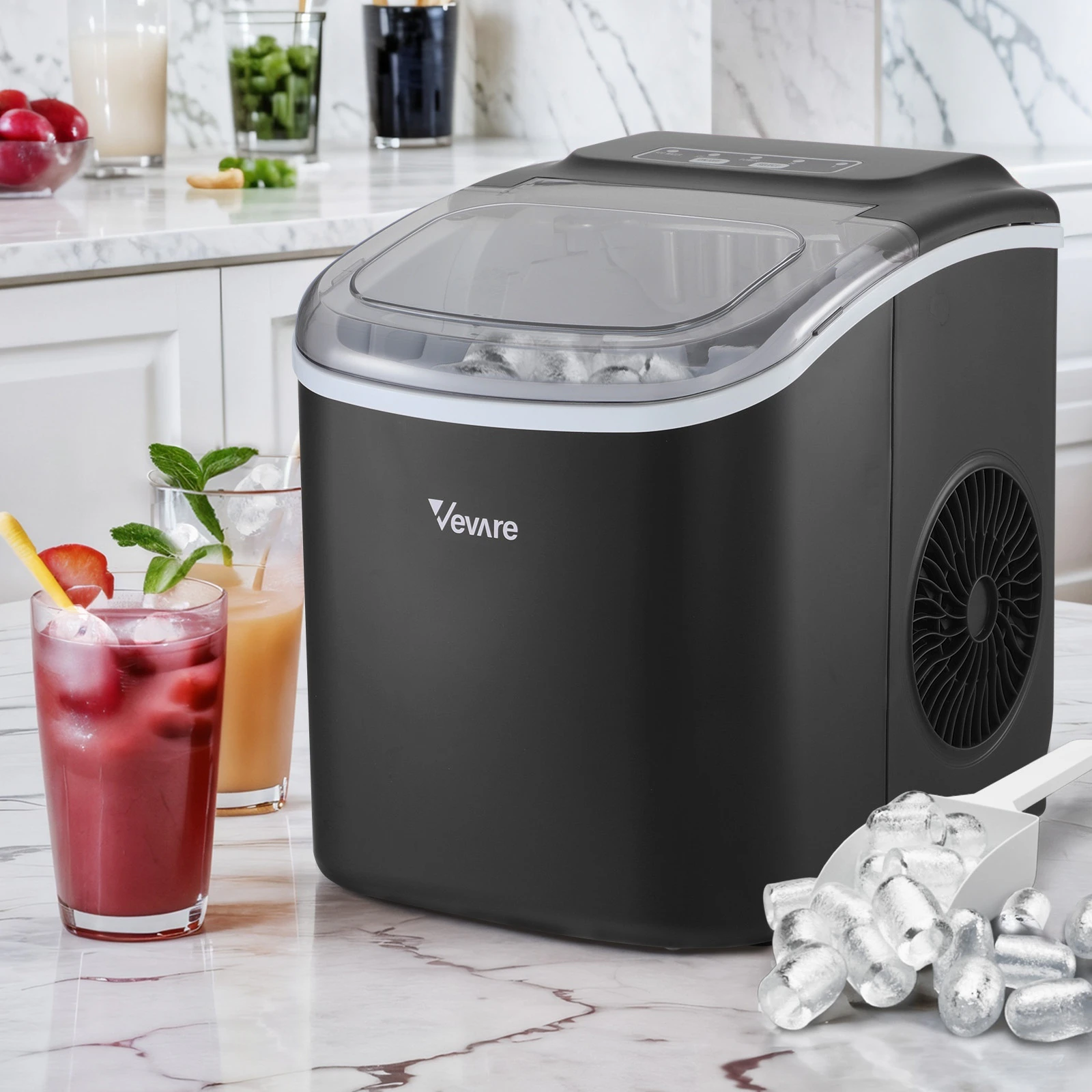 Vevare Portable Ice Maker Machine Ice Cube Tray 12kg Black