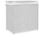 vidaXL Laundry Basket with 2 Sections White 53x35x57 cm Poly Rattan