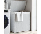 vidaXL Laundry Basket with 2 Sections White 53x35x57 cm Poly Rattan