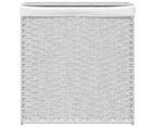 vidaXL Laundry Basket with 2 Sections White 53x35x57 cm Poly Rattan