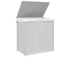 vidaXL Laundry Basket with 2 Sections White 53x35x57 cm Poly Rattan