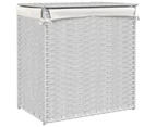 vidaXL Laundry Basket with 2 Sections White 53x35x57 cm Poly Rattan