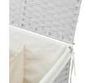 vidaXL Laundry Basket with 2 Sections White 53x35x57 cm Poly Rattan