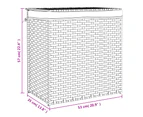 vidaXL Laundry Basket with 2 Sections White 53x35x57 cm Poly Rattan