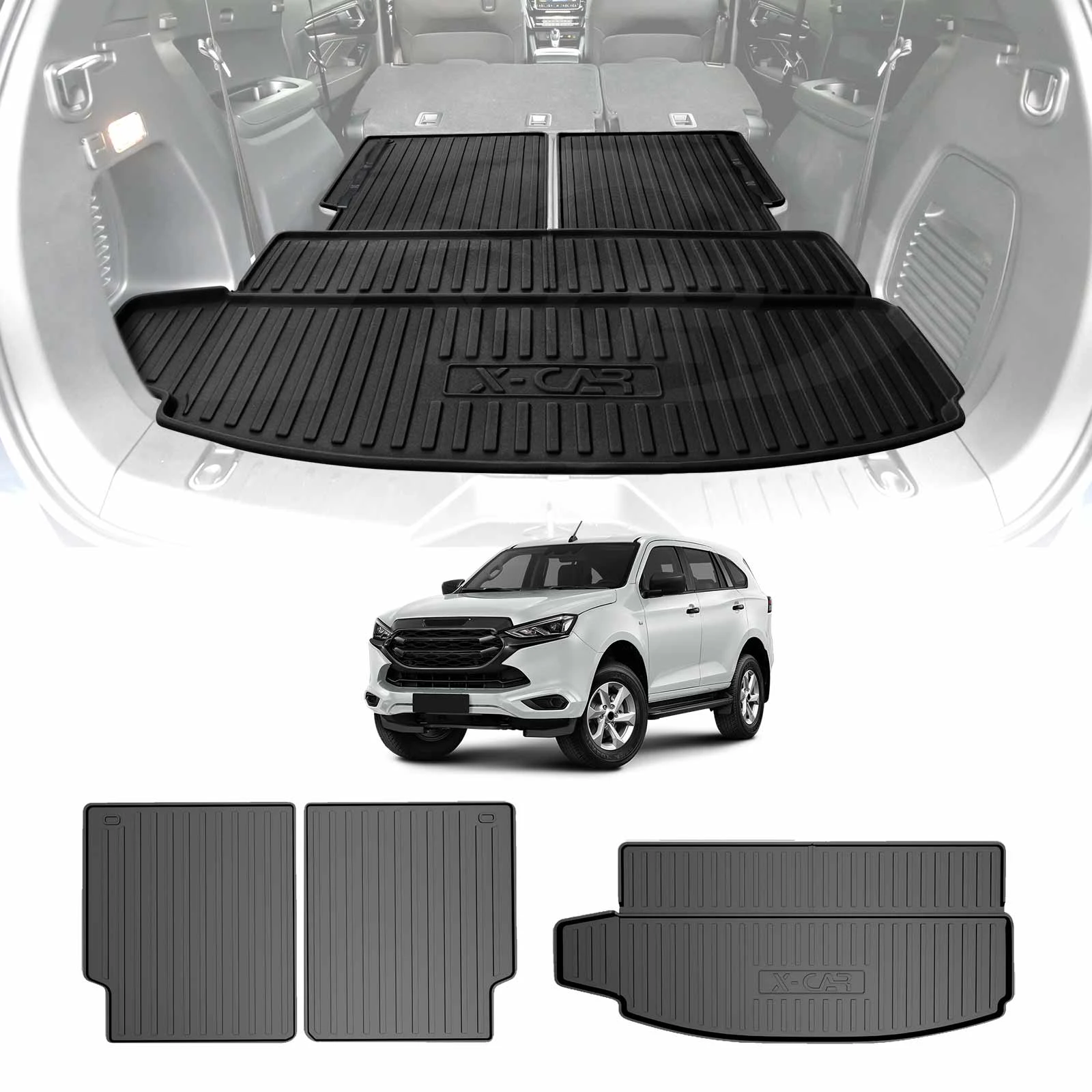 3-Pcs Boot Liner for Isuzu MU-X MUX 2022-2024 Heavy Duty Cargo Trunk Mat Luggage Tray