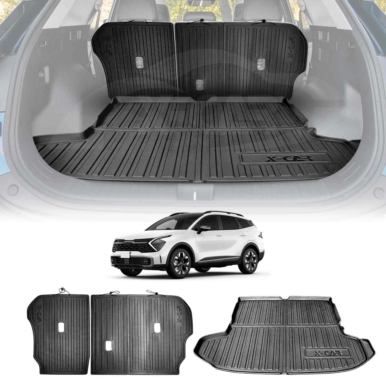 Boot Liner Back Seat Protector Combo for Kia Sportage 2021-2024 Heavy Duty Car Kick Mats Cover Cargo Trunk Mat