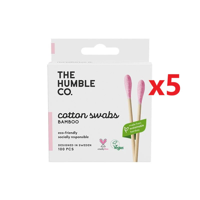 5 X The Humble Co. Cotton Tips 100 Pack - Purple