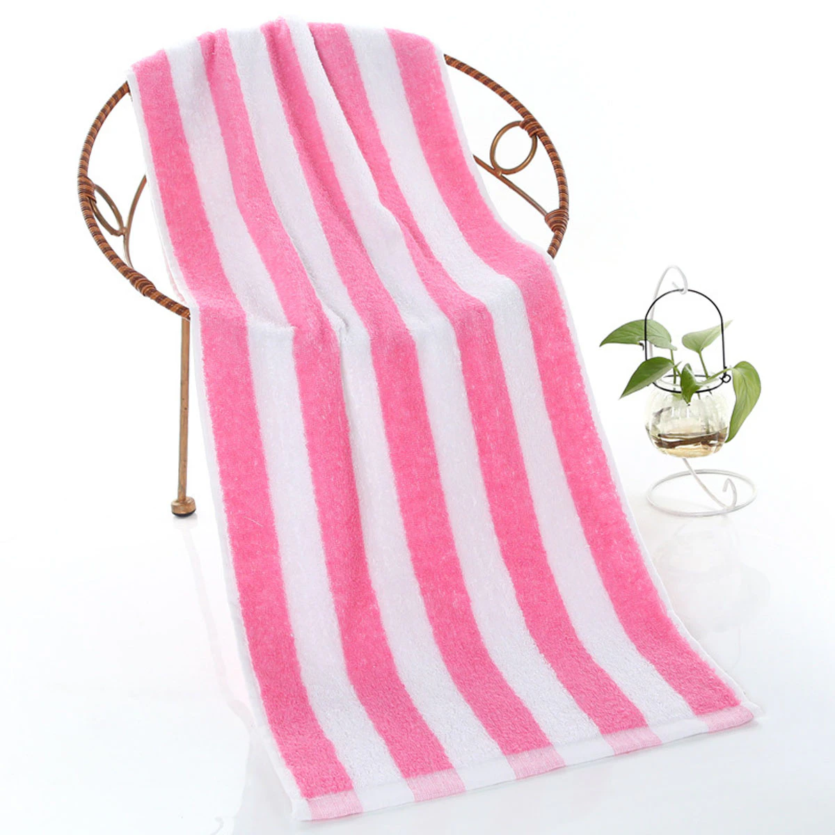 Stripe Beach Towels 100% Ring Spun Cotton Large Pool Towels, Soft and Quick Dry Swimming Towels Variety Pack-Pink