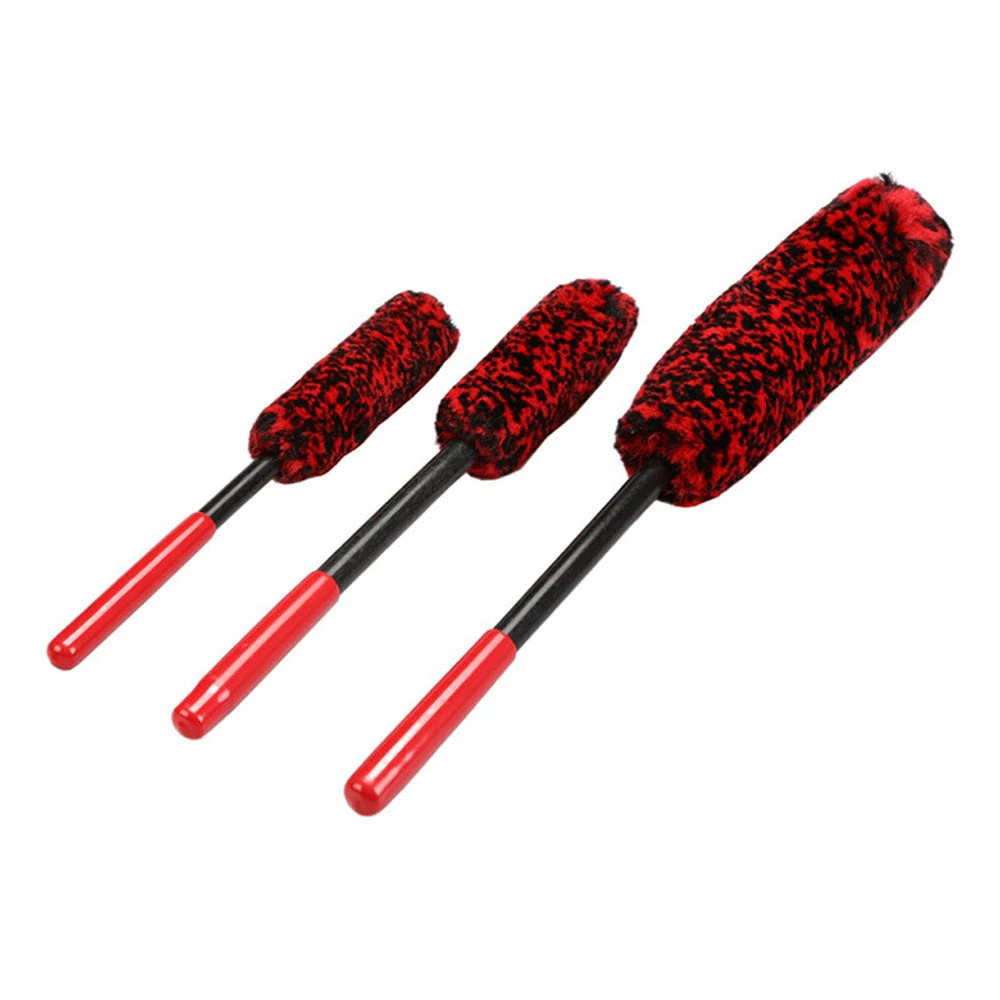 Set Of 3 Wheel Woolies Luxury Super Plush Soft Alloy Wheel Cleaning Brush Kit