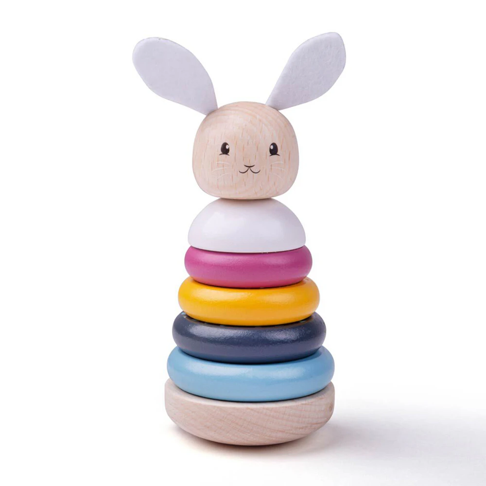 6pc Bigjigs Toys FSC Wooden 19cm Rabbit Stacking Rings Baby/Toddler Toy 12m+