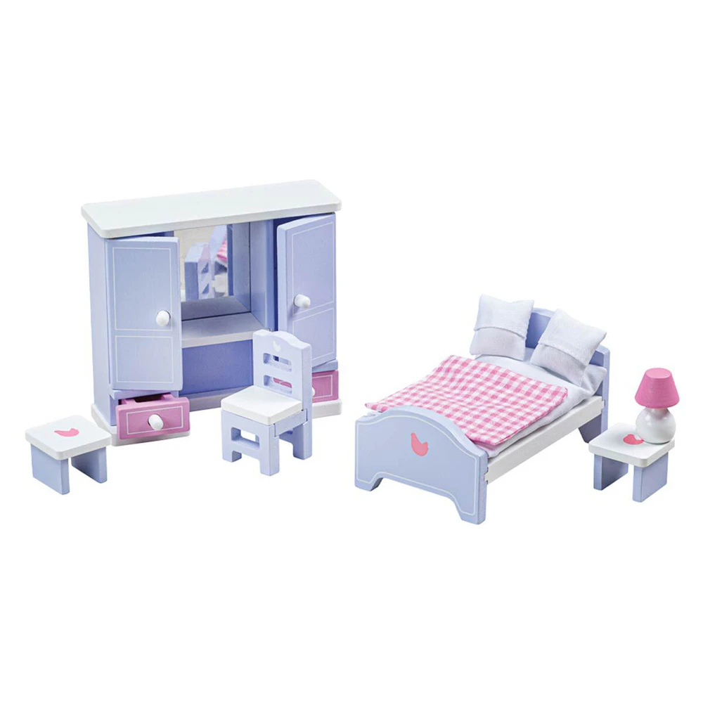 Tidlo Wooden Dollhouse Bedroom Furniture 1:12 Kids/Toddler Fun Play Toy Set 3+