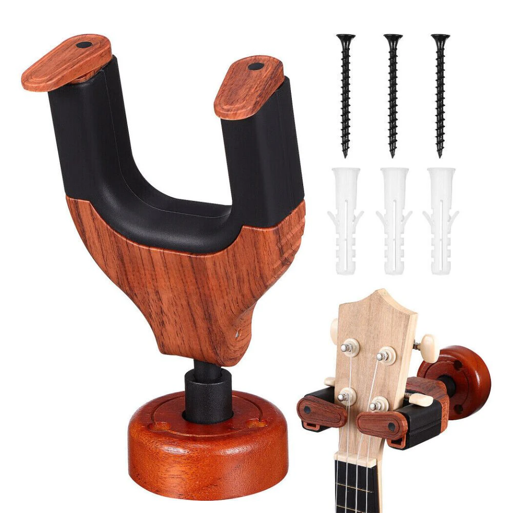 Maro Music Guitar Wall Mount Solid Wood Silicon Rubber Hanger Mahogany, Auto Lock Guitar Hook Holder