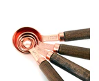 4 Pcs A Set Stainless Steel Measuring Spoons Wooden Handle Rose Gold  For Cooking