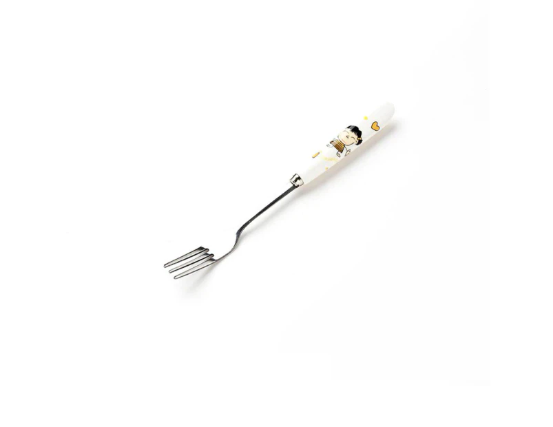 Stainless Steel Fruit Desert Fork Cake Beautiful Dinner Serving Fork With Ceramic Handle(#7)