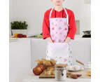 Adjustable Tie Apron Kitchen Apron Oxford Cloth Apron Cooking Aprons With Front Pocket Red